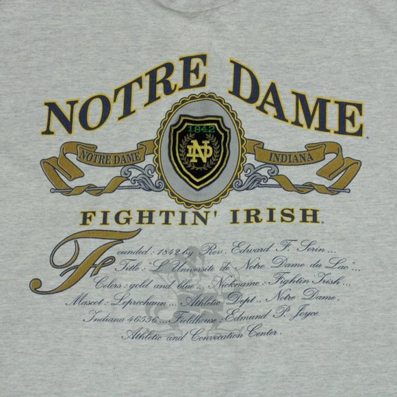 VTG 90s Notre Dame Fighting Irish Founded 1842 Nutmeg Shirt Gray Men Extra Large - Picture 2 of 8